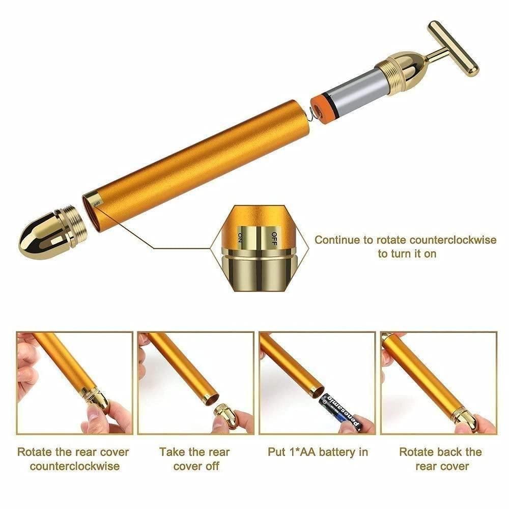24K Gold Energy Beauty Bar Premium Electric Facial Massage Roller