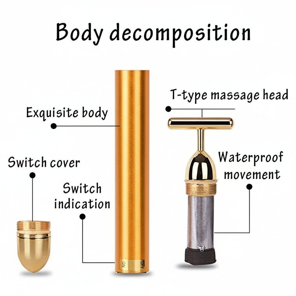 24K Gold Energy Beauty Bar Premium Electric Facial Massage Roller